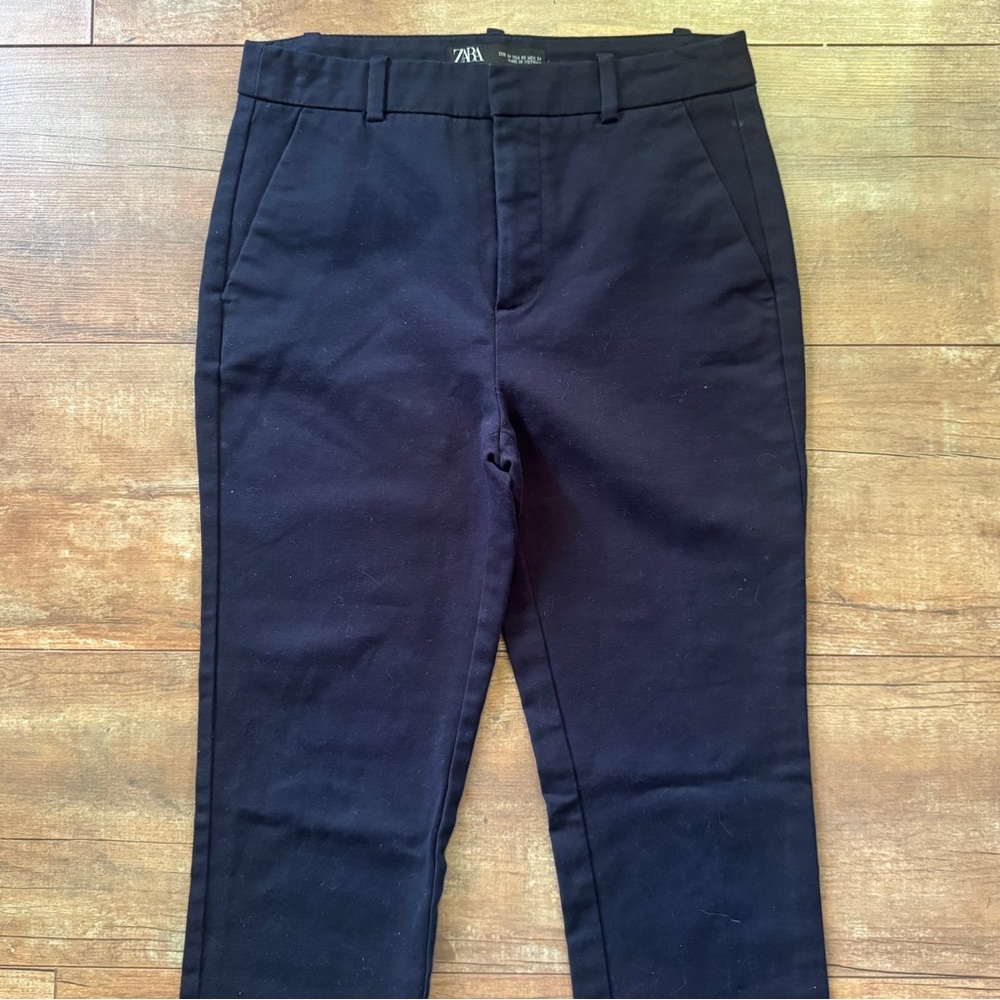 Zara Mid-Rise Navy Blue Straight Leg Trouser Pants Size 2 - Picture 3 of 6